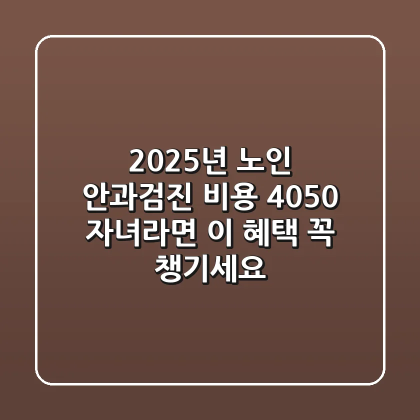2025년 노인 안과검진 비용, 4050 자녀라면 이 혜택 꼭 챙기세요!