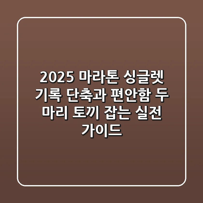 2025 마라톤 싱글렛, 기록 단축과 편안함 두 마리 토끼 잡는 실전 가이드
