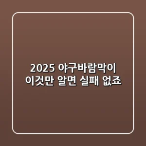 2025 야구바람막이, '이것'만 알면 실패 없죠!