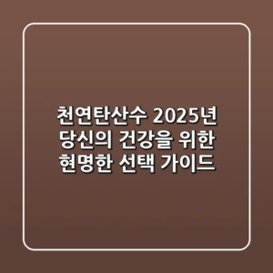 천연탄산수, 2025년 당신의 건강을 위한 현명한 선택 가이드