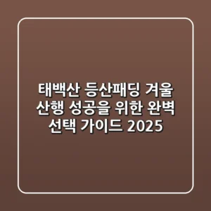 태백산 등산패딩, 겨울 산행 성공을 위한 완벽 선택 가이드 2025