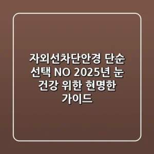 자외선차단안경, 단순 선택 NO! 2025년 눈 건강 위한 현명한 가이드