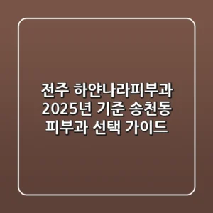 전주 하얀나라피부과: 2025년 기준 송천동 피부과 선택 가이드