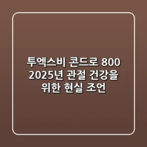 투엑스비 콘드로 800, 2025년 관절 건강을 위한 현실 조언