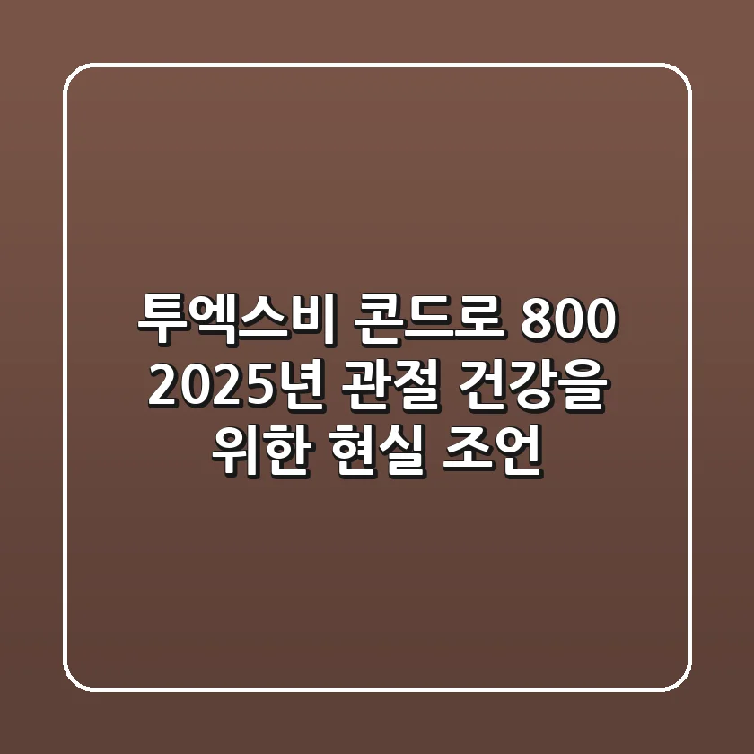 투엑스비 콘드로 800, 2025년 관절 건강을 위한 현실 조언