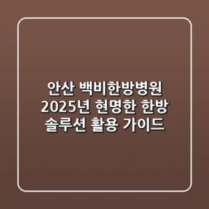 안산 백비한방병원, 2025년 현명한 한방 솔루션 활용 가이드