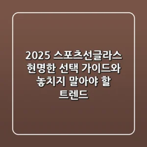 2025 스포츠선글라스, 현명한 선택 가이드와 놓치지 말아야 할 트렌드