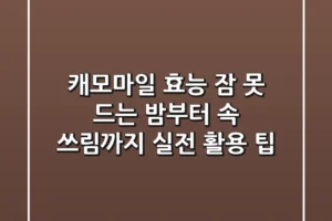 캐모마일 효능: 잠 못 드는 밤부터 속 쓰림까지, 실전 활용 팁