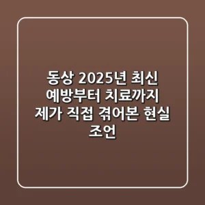 동상: 2025년 최신 예방부터 치료까지, 제가 직접 겪어본 현실 조언