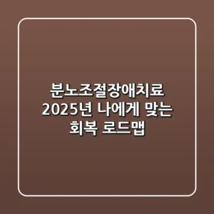 분노조절장애치료, 2025년 나에게 맞는 회복 로드맵
