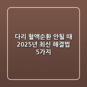 다리 혈액순환 안될 때? 2025년 최신 해결법 5가지