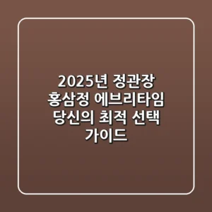 2025년 정관장 홍삼정 에브리타임, 당신의 최적 선택 가이드