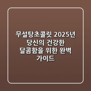 무설탕초콜릿, 2025년 당신의 건강한 달콤함을 위한 완벽 가이드