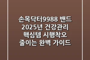 손목닥터9988 밴드, 2025년 건강관리 핵심템? 시행착오 줄이는 완벽 가이드