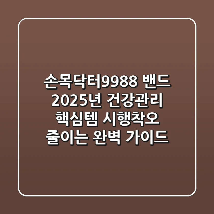 손목닥터9988 밴드, 2025년 건강관리 핵심템? 시행착오 줄이는 완벽 가이드