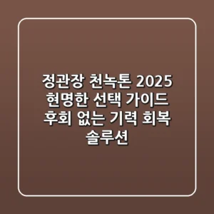 정관장 천녹톤, 2025 현명한 선택 가이드 (후회 없는 기력 회복 솔루션)