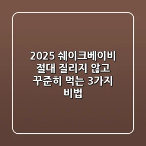 2025 쉐이크베이비, 절대 질리지 않고 꾸준히 먹는 3가지 비법