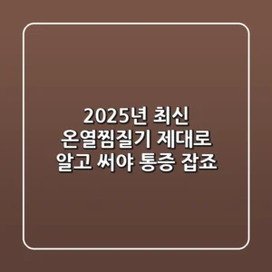 2025년 최신 온열찜질기, 제대로 알고 써야 통증 잡죠?