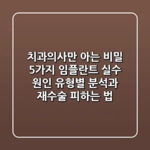"치과의사만 아는 비밀 5가지", 임플란트 실수 원인 유형별 분석과 재수술 피하는 법