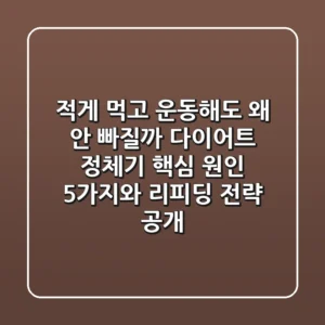 "적게 먹고 운동해도 왜 안 빠질까?", 다이어트 정체기 핵심 원인 5가지와 리피딩 전략 공개