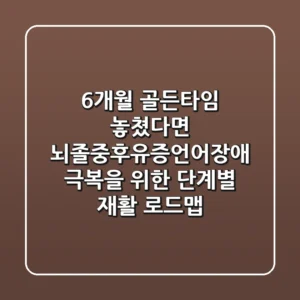 "6개월 골든타임 놓쳤다면?", 뇌졸중후유증언어장애 극복을 위한 단계별 재활 로드맵