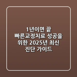 "1년이면 끝?", 빠른교정치료 성공을 위한 2025년 최신 진단 가이드