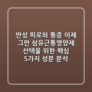 "만성 피로와 통증, 이제 그만!", 섬유근통영양제 선택을 위한 핵심 5가지 성분 분석
