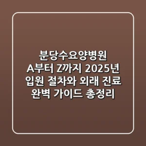 "분당수요양병원 A부터 Z까지", 2025년 입원 절차와 외래 진료 완벽 가이드 총정리