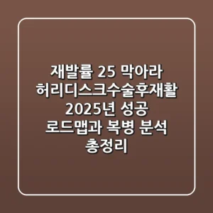 "재발률 25% 막아라", 허리디스크수술후재활, 2025년 성공 로드맵과 복병 분석 총정리
