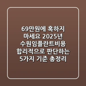 "69만원에 혹하지 마세요", 2025년 수원임플란트비용 합리적으로 판단하는 5가지 기준 총정리