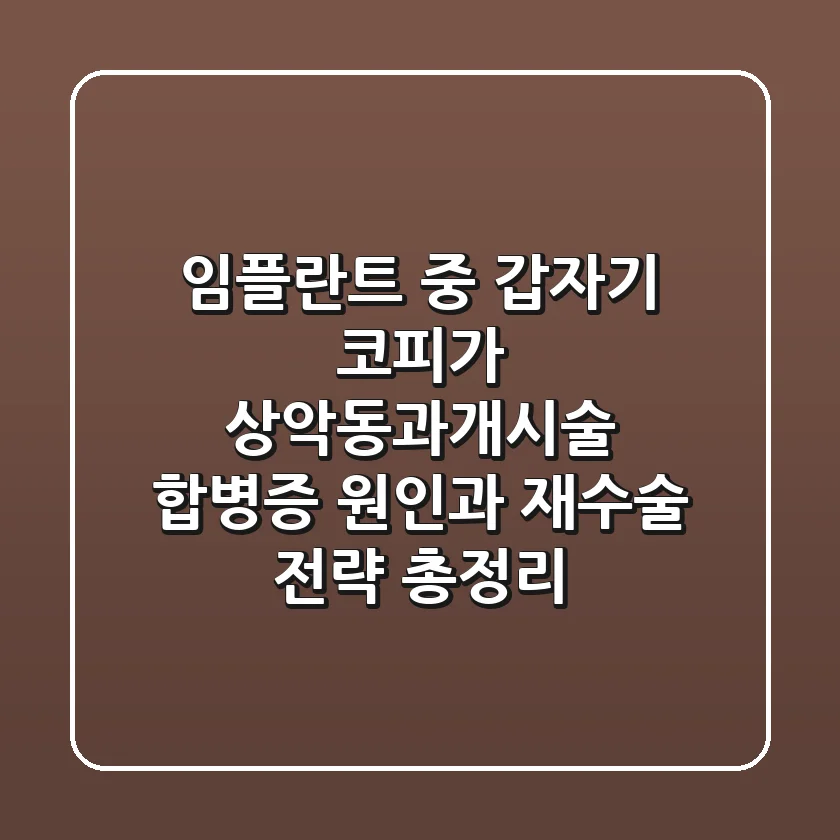"임플란트 중 갑자기 코피가?", 상악동과개시술 합병증 원인과 재수술 전략 총정리