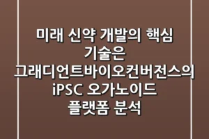 “미래 신약 개발의 핵심 기술은?”, 그래디언트바이오컨버전스의 iPSC 오가노이드 플랫폼 분석