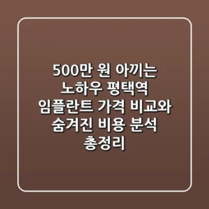 "500만 원 아끼는 노하우?", 평택역 임플란트 가격 비교와 숨겨진 비용 분석 총정리