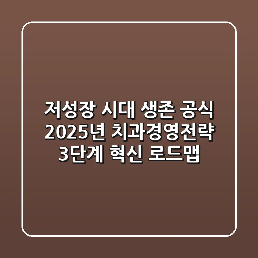 "저성장 시대 생존 공식", 2025년 치과경영전략 3단계 혁신 로드맵