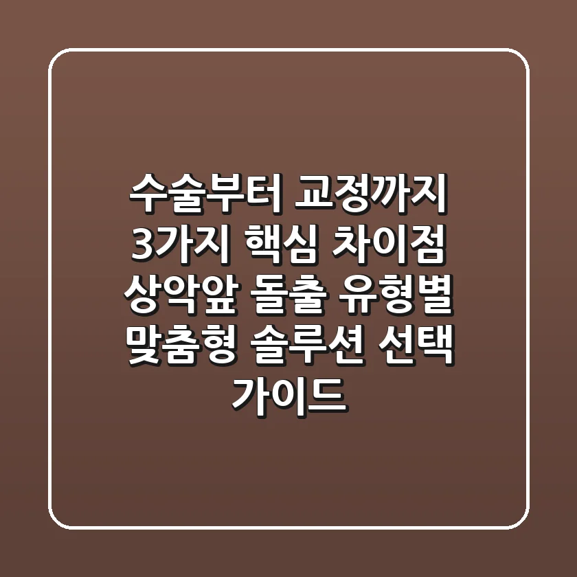"수술부터 교정까지 3가지 핵심 차이점", 상악앞 돌출 유형별 맞춤형 솔루션 선택 가이드