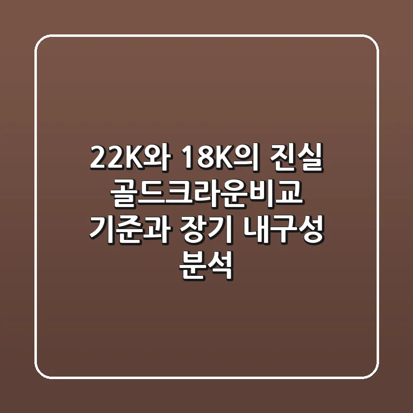 "22K와 18K의 진실", 골드크라운비교 기준과 장기 내구성 분석