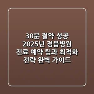 "30분 절약 성공", 2025년 정읍병원 진료 예약 팁과 최적화 전략 완벽 가이드