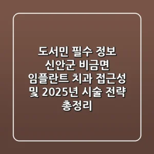 "도서민 필수 정보", 신안군 비금면 임플란트 치과 접근성 및 2025년 시술 전략 총정리