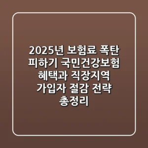 "2025년 보험료 폭탄 피하기", 국민건강보험 혜택과 직장·지역 가입자 절감 전략 총정리
