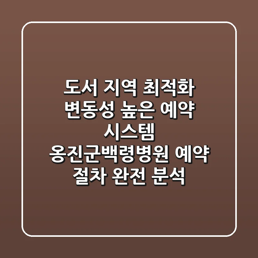 도서 지역 최적화, "변동성 높은 예약 시스템", 옹진군백령병원 예약 절차 완전 분석