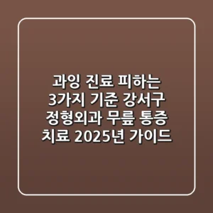 "과잉 진료 피하는 3가지 기준", 강서구 정형외과 무릎 통증 치료 2025년 가이드
