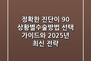 “정확한 진단이 90%”, 상황별수술방법 선택 가이드와 2025년 최신 전략