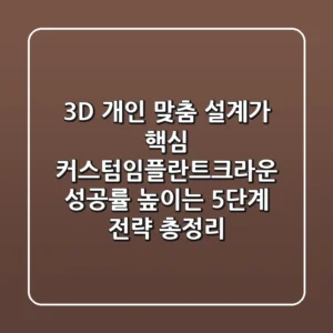 "3D 개인 맞춤 설계가 핵심", 커스텀임플란트크라운 성공률 높이는 5단계 전략 총정리