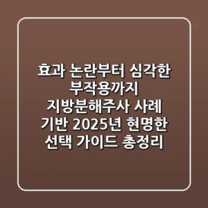 "효과 논란부터 심각한 부작용까지", 지방분해주사 사례 기반 2025년 현명한 선택 가이드 총정리