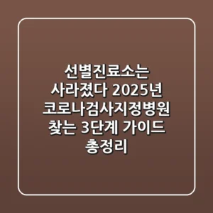 "선별진료소는 사라졌다", 2025년 코로나검사지정병원 찾는 3단계 가이드 총정리