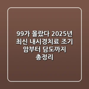 "99%가 몰랐다", 2025년 최신 내시경치료, 조기 암부터 담도까지 총정리