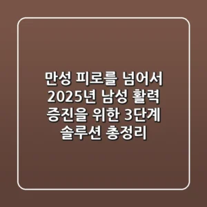 "만성 피로를 넘어서", 2025년 남성 활력 증진을 위한 3단계 솔루션 총정리