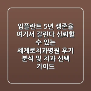 "임플란트 5년 생존율, 여기서 갈린다": 신뢰할 수 있는 세계로치과병원 후기 분석 및 치과 선택 가이드