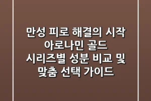 “만성 피로 해결의 시작”, 아로나민 골드 시리즈별 성분 비교 및 맞춤 선택 가이드